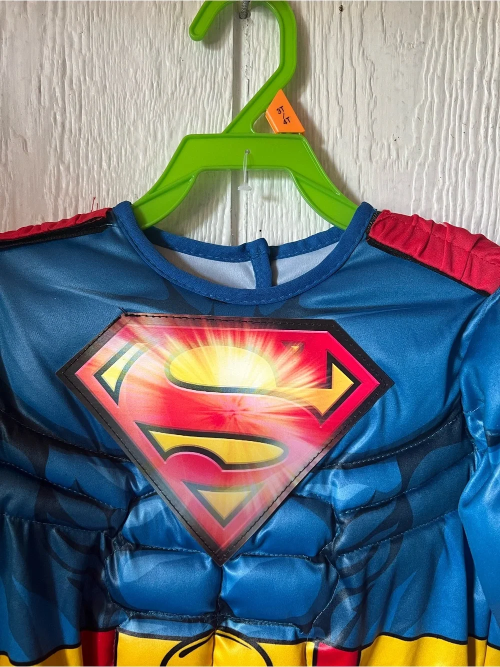 Blue and Red Superman-Style Kids Costume with Cape 3/4T